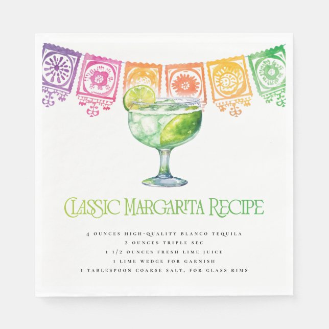 Colourful Fiesta Classic Margarita Recipe  Napkin (Front)