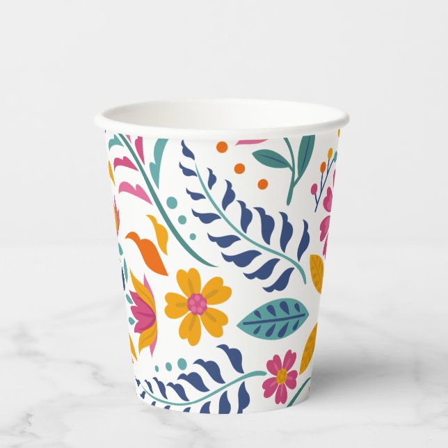Colourful Fiesta Floral Baby Shower Paper Cups (Front)