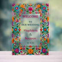 Colourful Fiesta Floral Embroidery Wedding Welcome