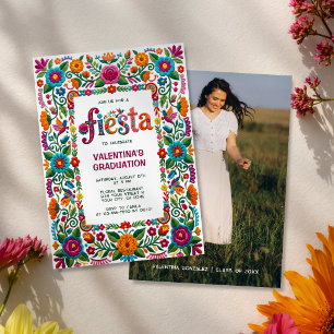 Colourful Fiesta Floral Folk Art Graduation Party Invitation