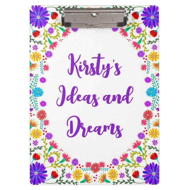 Colourful Fiesta Mexican Floral Frame Clipboard (Front)