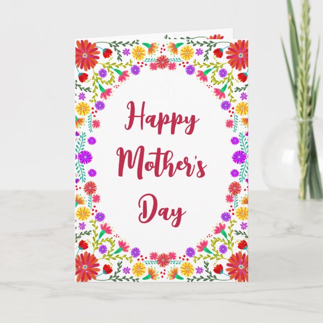 Colourful Fiesta Mexican Floral Frame Mother's Day Card (Front)