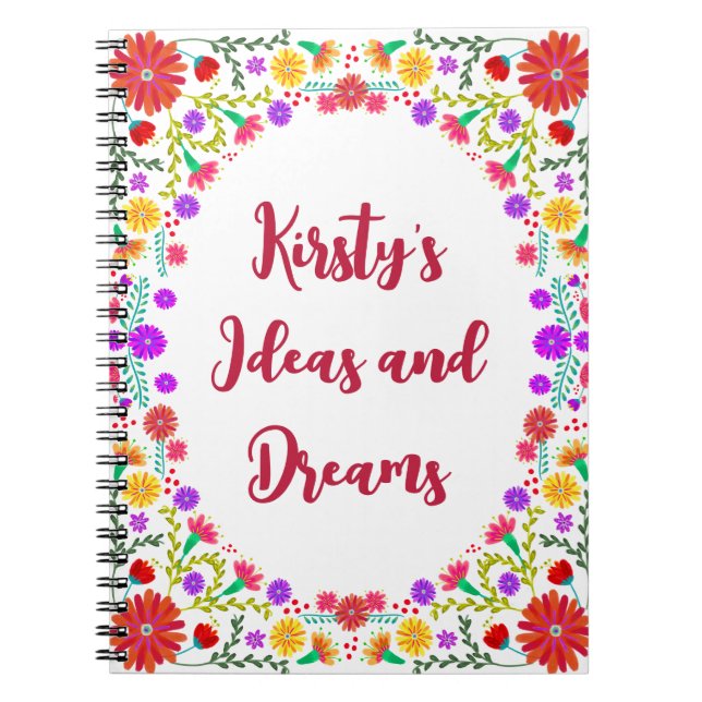 Colourful Fiesta Mexican Floral Frame Notebook (Front)