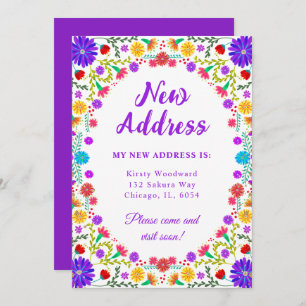 Colourful Fiesta Mexican Floral New Address Announcement
