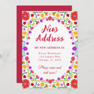 Colourful Fiesta Mexican Floral New Address Announcement