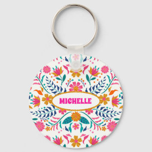 Colourful Fiesta Mexican Flower Spanish Latina Key Ring
