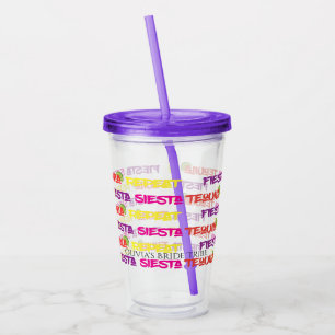 Colourful Fiesta Siesta Tequila Repeat Bachelorett Acrylic Tumbler