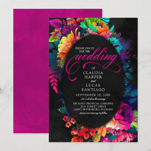 Colourful Fiesta Watercolor Floral Wedding Invitation