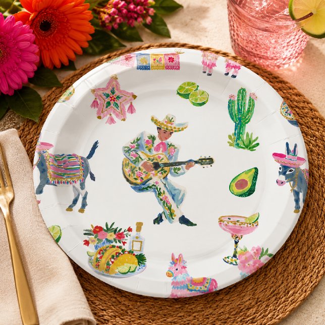 Colourful Fiesta Watercolor Paper Plate (Creator Uploaded)