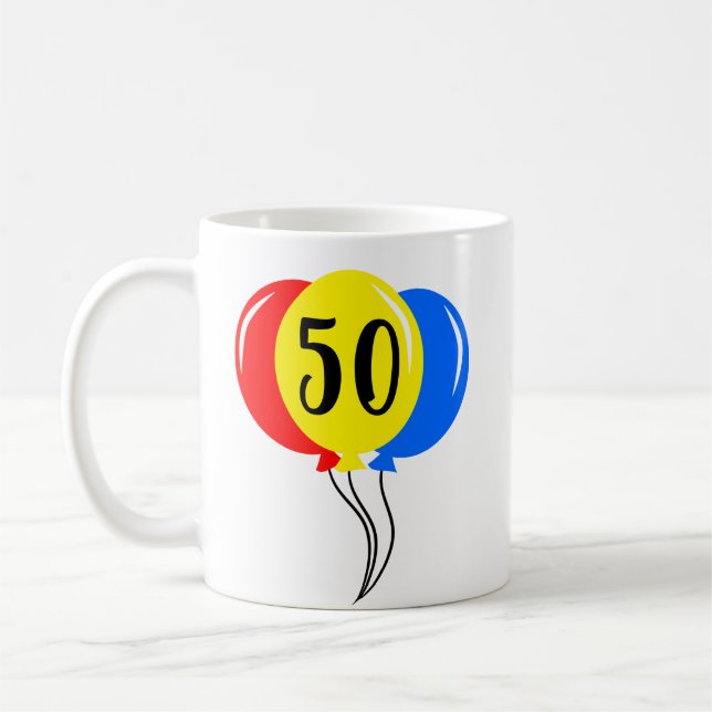 Colourful Fifth Birthday Balloons Coffee Mug (Left)