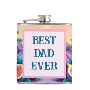 Colourful fig with Best Dad Ever Hip Flask