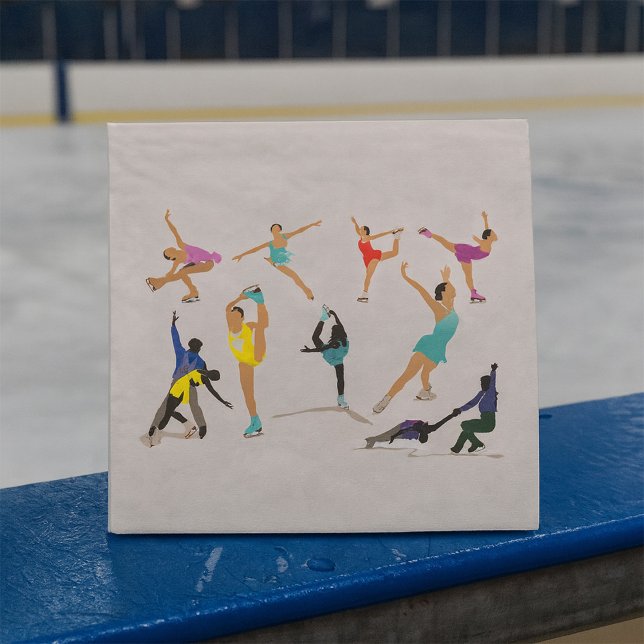 Colourful Figure Skating Ice Skaters in Motion Napkin (Creator Uploaded)