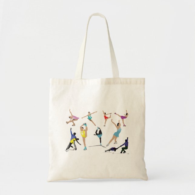 Colourful Figure Skating Ice Skaters in Motion Tote Bag (Front)
