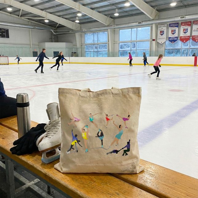 Colourful Figure Skating Ice Skaters in Motion Tote Bag (Creator Uploaded)