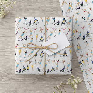 Colourful Figure Skating Ice Skaters in Motion Wrapping Paper