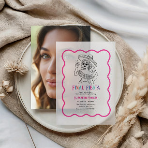 Colourful Final Fiesta Pink Bachelorette Party Vellum Invitations