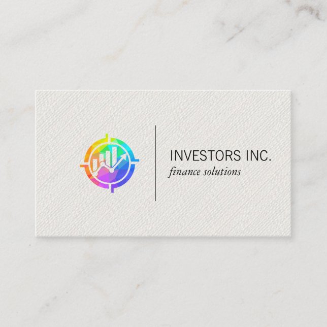 Colourful Financial Growth Icon | Investments Business Card (Front)