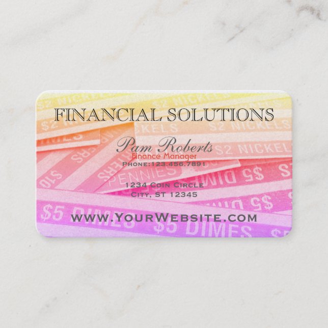 Colourful Financial Money Solutions Business Card (Front)