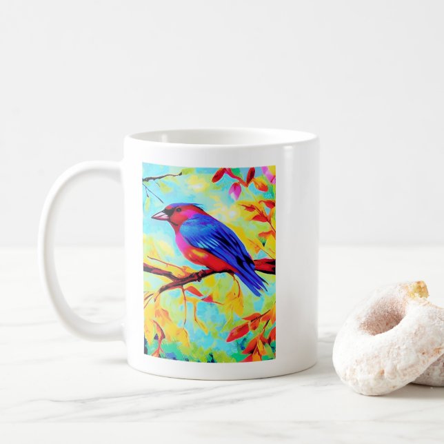 Colourful Finch Art        Coffee Mug (With Donut)