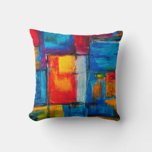 Colourful Fine Art Abstract Oil Painting Cushion