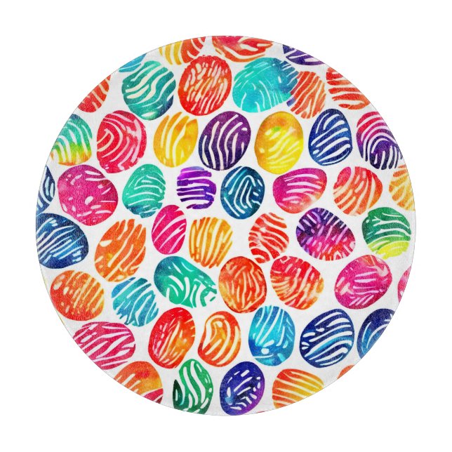 Colourful Fingerprint Art Cutting Board (Front)