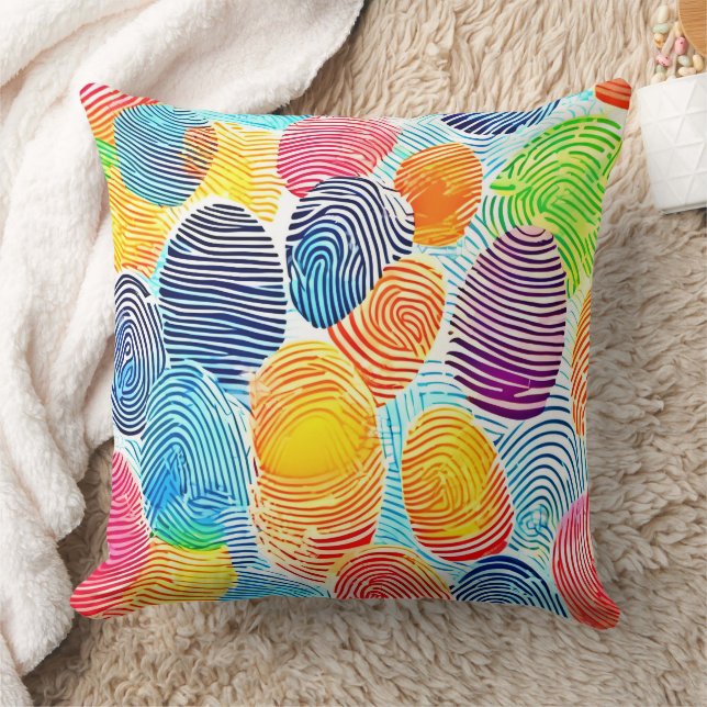 Colourful Fingerprint Pattern Cushion (Blanket)