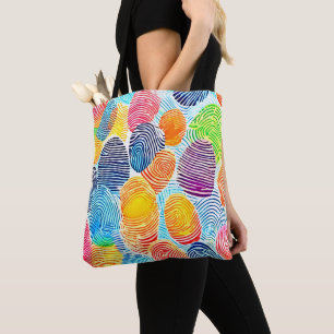 Colourful Fingerprint Pattern Tote Bag