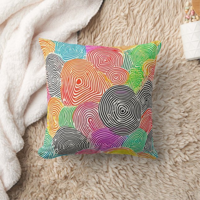 Colourful Fingerprint Patterns Abstract Art Cushion (Blanket)