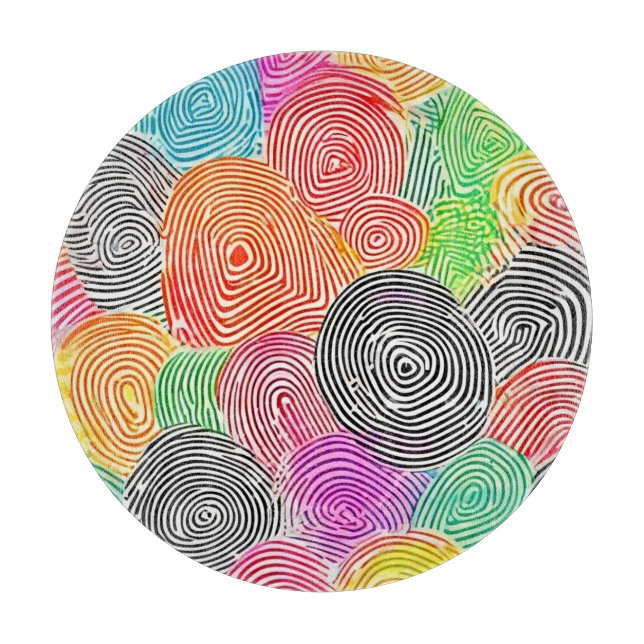 Colourful Fingerprint Patterns Abstract Art Cutting Board (Front)