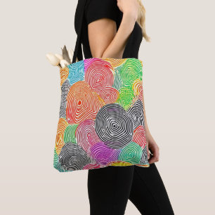Colourful Fingerprint Patterns Abstract Art Tote Bag