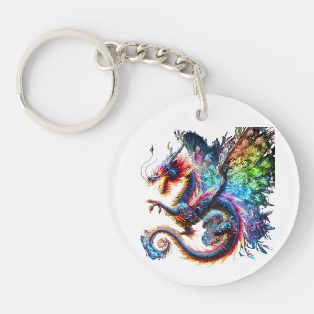 Colourful Fire Dragon Key Ring (Front)