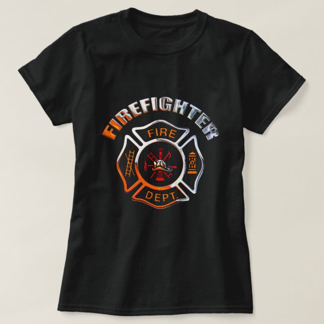 Colourful Firefighter Badge T-Shirt (Design Front)