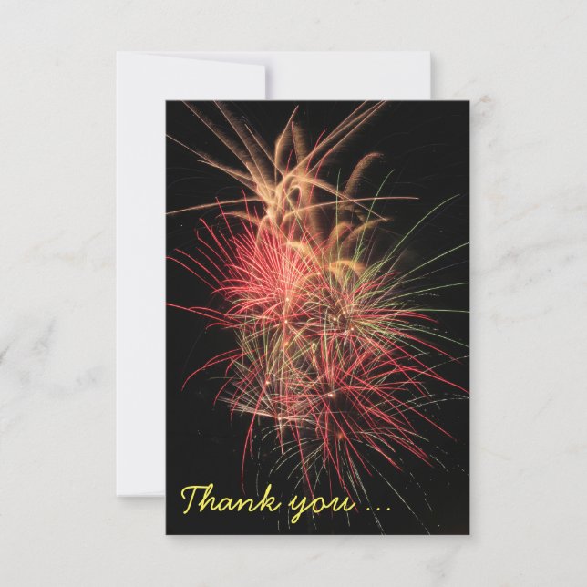 Colourful Fireworks at Night Thank you cards (Front)