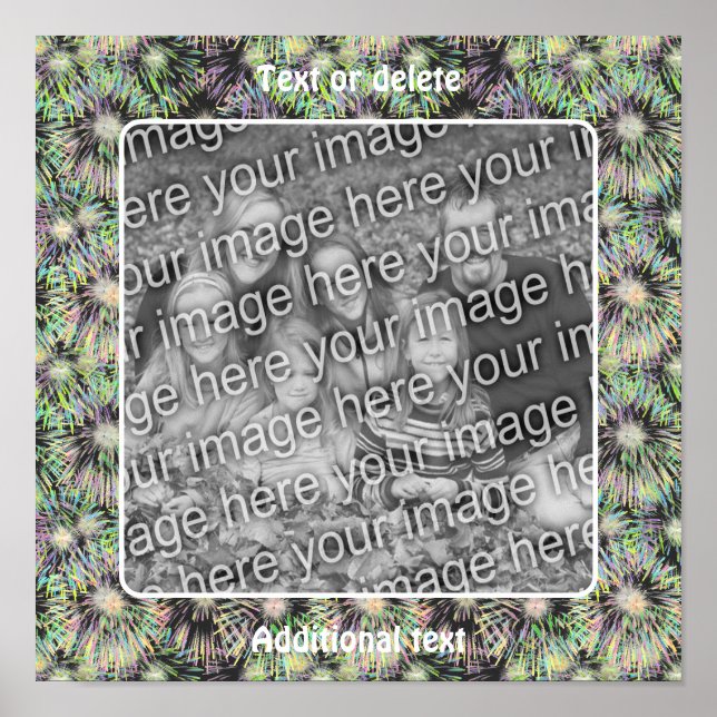 Colourful Fireworks Frame Create Your Own Photo Poster (Front)