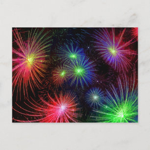 Colourful fireworks illustration postcard