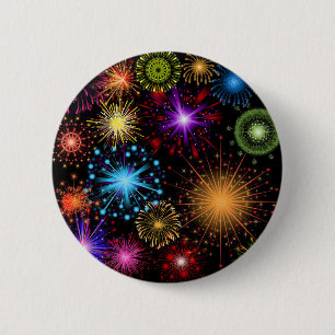 Colourful fireworks New Year 6 Cm Round Badge