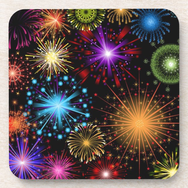 Colourful fireworks New Year Coaster (Front)