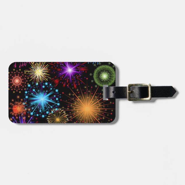 Colourful fireworks New Year Luggage Tag (Front Horizontal)
