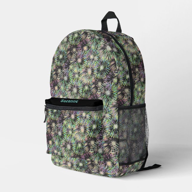 Colourful Fireworks Pattern Personalised Printed Backpack (Back Corner Right)