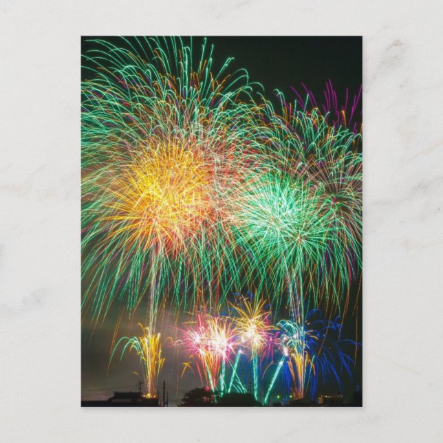 Colourful fireworks postcard (Front)