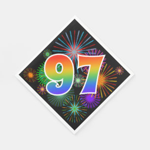 Colourful Fireworks + Rainbow Pattern "97" Event # Napkin