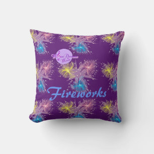 Colourful Fireworks Square Throw Pillow