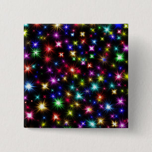 Colourful Fireworks Stars Design 15 Cm Square Badge