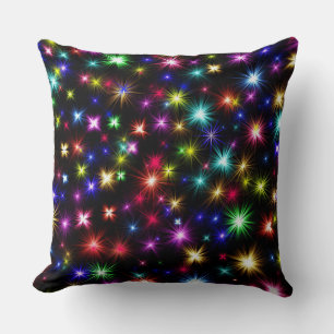 Colourful Fireworks Stars Design Cushion