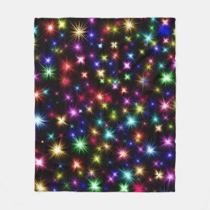 Colourful Fireworks Stars Design  Fleece Blanket