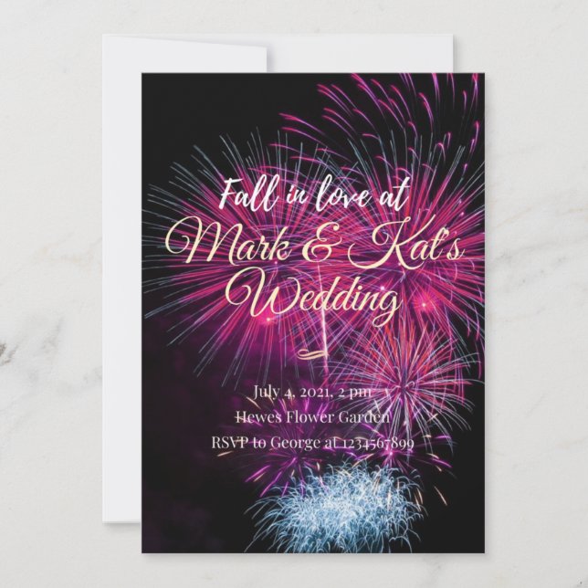 Colourful Fireworks Wedding Invitation (Front)