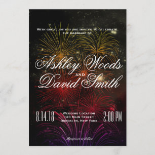 Colourful Fireworks Wedding Invitation