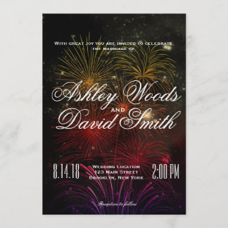 Colourful Fireworks Wedding Invitation