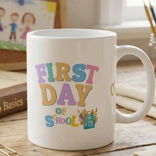 Colourful First Day of School Personalised Mug