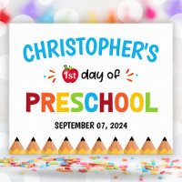 Colourful First Day Of School Preschool  Poster